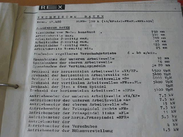 Hobelmaschine / Kehlmaschine  REX HOMS-310 K